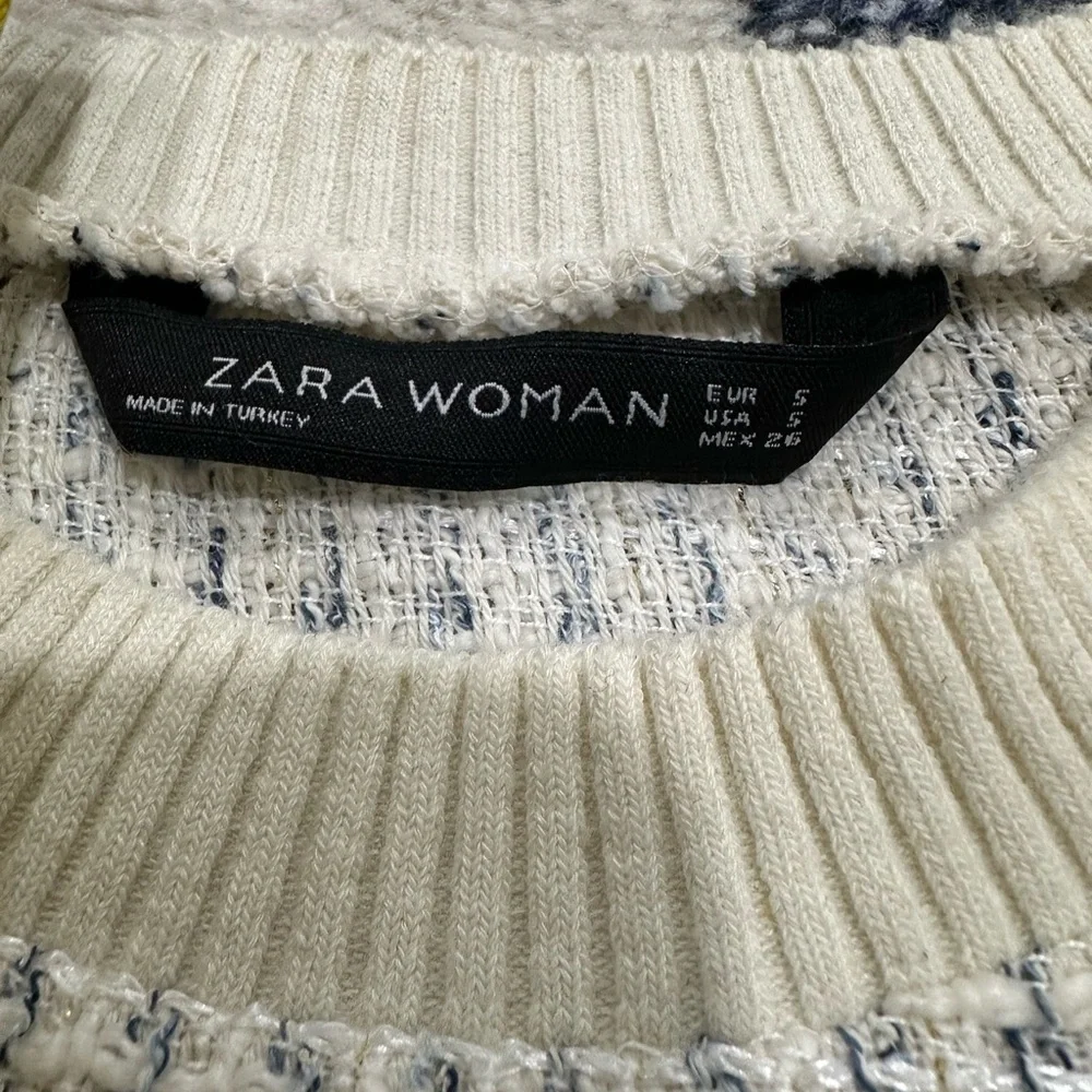 Zara Cream and White Textured Crop Top size 5 - Picture 6 of 7